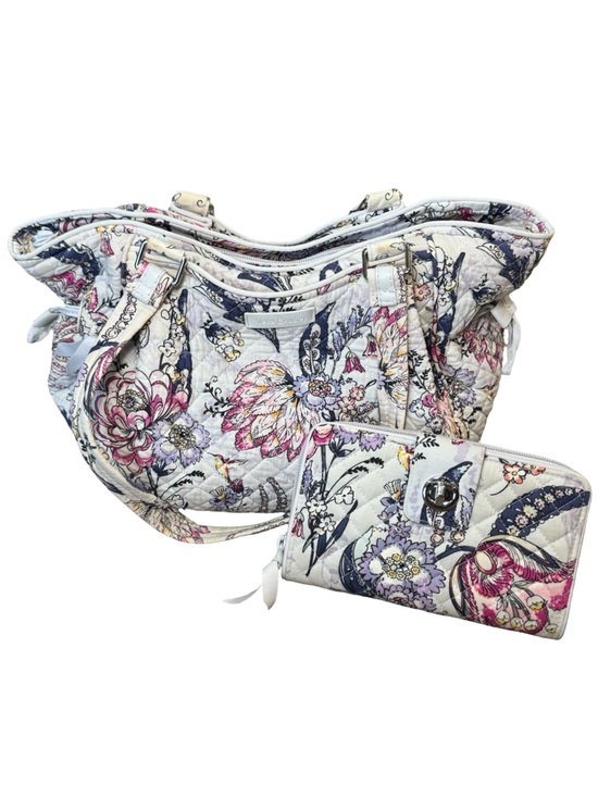 Vera Bradley Handbags - (SET OF 2)Vera Bradley Quilted Tote and Wallet - White with Pink & Purple Floral